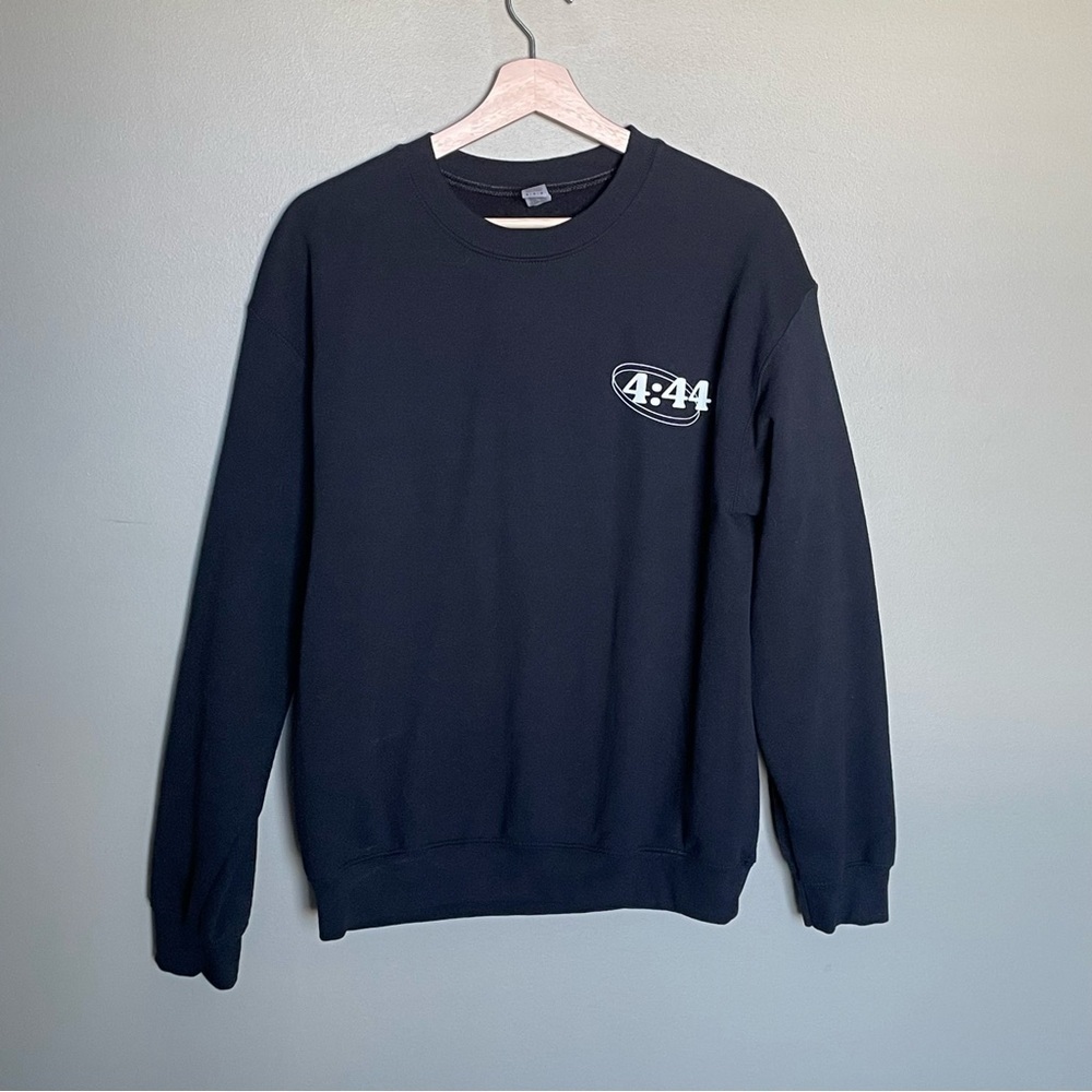 Custom 4:44 angel numbers black graphic  crew neck sweatshirt size medium